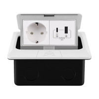 Розетка підлогова LIVOLO з USB-A та USB Type-C 36 Вт, вбудована, IP44, плавне відкриття, алюміній, біла