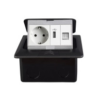 Розетка підлогова LIVOLO з USB та інтернет, вбудована, IP44, плавне відкриття, алюміній, сіра