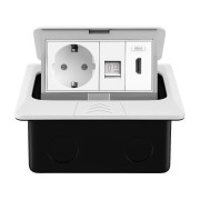 Розетка підлогова LIVOLO з HDMI та інтернет, вбудована, IP44, плавне відкриття, алюміній, біла