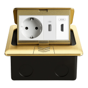 Розетка підлогова LIVOLO з USB та HDMI, вбудована, IP44, плавне відкриття, алюміній, золота