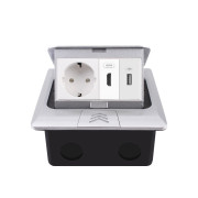 Розетка підлогова LIVOLO з USB та HDMI, вбудована, IP44, плавне відкриття, алюміній, срібна