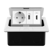 Розетка підлогова LIVOLO з USB та HDMI, вбудована, IP44, плавне відкриття, алюміній, біла