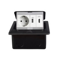 Розетка підлогова LIVOLO з USB та HDMI, вбудована, IP44, плавне відкриття, алюміній, сіра