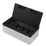 Розетка підлогова LIVOLO, прихованого монтажу, 3 розетки, USB-A та USB Type-C 36 Вт, нержавіюча сталь, чорна