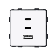 Розетка USB Type-C 65Вт, LUXION, біла скляна рамка, настінна, дизайнерська, швидка зарядка