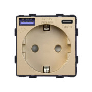 Електрична розетка з USB A+C 20 Вт для зарядки, LUXION золота, з заземленням, 250 В 16 А