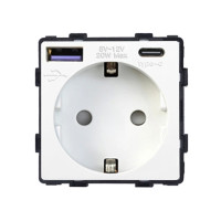 Електрична розетка з USB A+C 20 Вт для зарядки, LUXION біла, з заземленням, 250 В 16 А