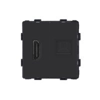Розетка HDMI комп’ютерна RJ-45 LUXION, чорна скляна рамка, настінна дизайнерська, для ТВ і мультимедіа