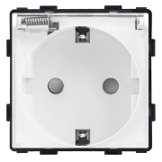 Електрична розетка LUXION з кришкою IP44, із заземленням, шторки, біла, настінна дизайнерська, 250В 16А