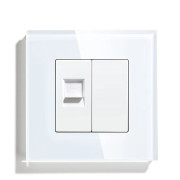 Комп’ютерна розетка RJ-45 LUXION, біла скляна рамка, дизайнерська настінна