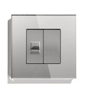 Комп’ютерна розетка RJ-45 LUXION, сіра скляна рамка, дизайнерська настінна