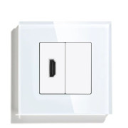 Розетка HDMI LUXION, біла, скляна рамка, настінна для телевізора, дизайнерська