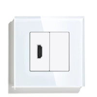 Розетка HDMI LUXION, біла, скляна рамка, настінна для телевізора, дизайнерська