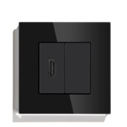 Розетка HDMI LUXION, чорна, скляна рамка, настінна для телевізора, дизайнерська