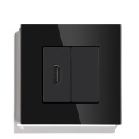 Розетка HDMI LUXION, чорна, скляна рамка, настінна для телевізора, дизайнерська