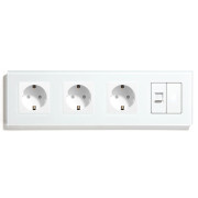 Розетка чотиримісна LUXION Силова + Інтернет RJ-45, біла, настінна, скляна рамка