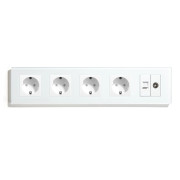Розетка п’ятимісна LUXION Силова + Інтернет RJ-45 + ТБ, біла, настінна, скляна рамка
