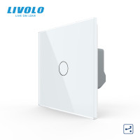 Прохідний сенсорний вимикач LIVOLO білий скло 5А 230В