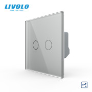 Прохідний сенсорний вимикач LIVOLO 2 клавіші сірий скло 5А 230В