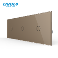 Сенсорний (дотиковий) вимикач LIVOLO 3 сенсори (1-1-1) золотий скло