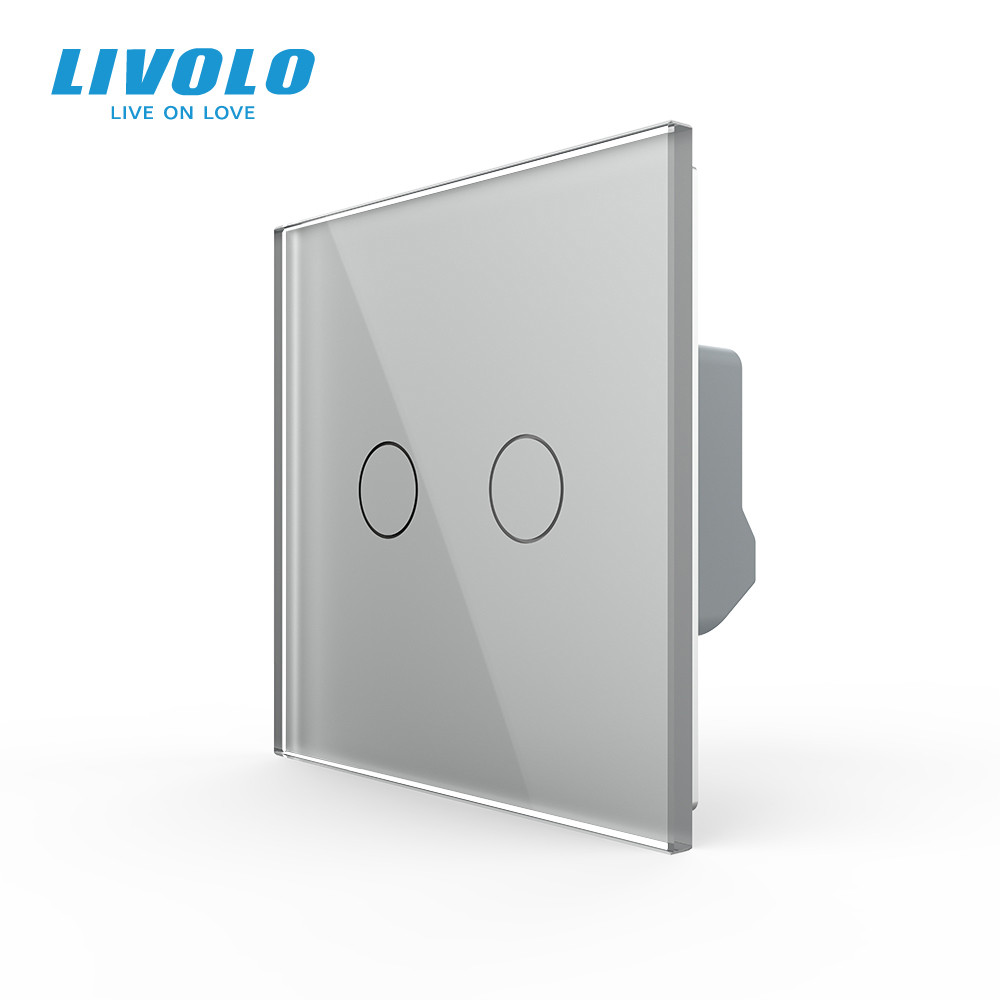 Сенсорний димер LIVOLO, 2-сенсорний, сірий, скляна панель, 2 А 230 В,