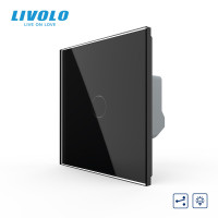 Сенсорний димер LIVOLO, прохідний, чорний, скляна панель, 2 А 230 В,