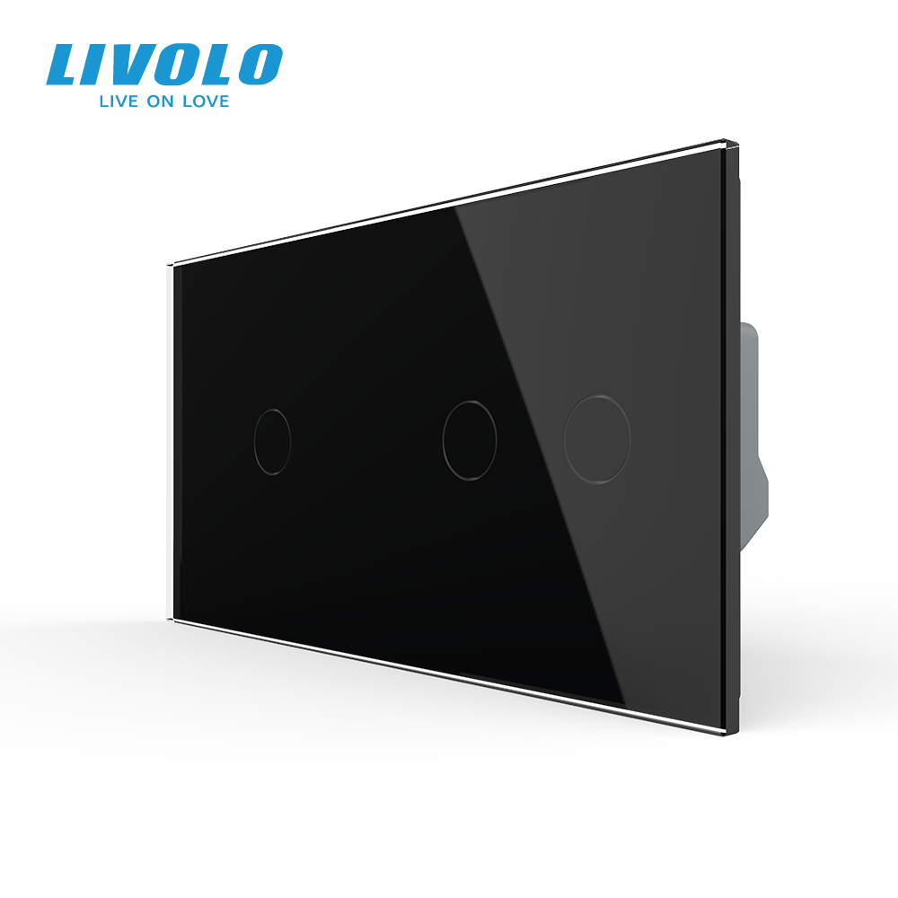 Сенсорний димер LIVOLO, 3 сенсори (1-2), чорний, скло