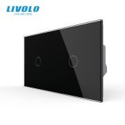 Сенсорний прохідний димер LIVOLO, 2 сенсори (1-1), чорний, скло