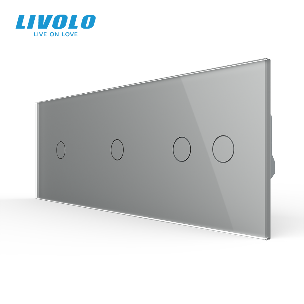 Сенсорний димер LIVOLO 4 сенсори (1-1-2), сірий, скляна панель, 2A 230V