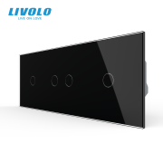 Сенсорний димер LIVOLO 4 сенсори (1-2-1), чорний, скляна панель, 2A 230V