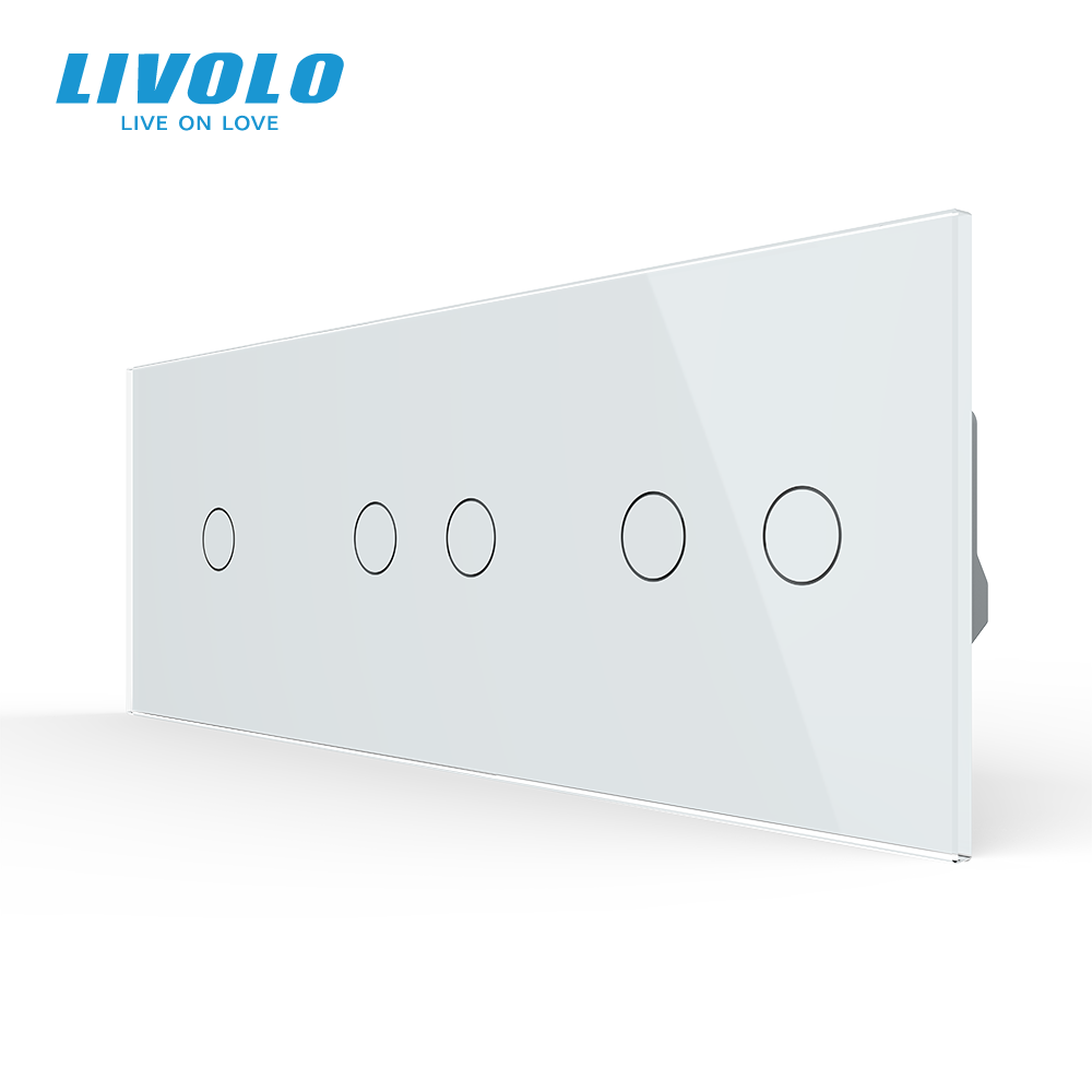 Сенсорний димер LIVOLO 5 сенсорів (1-2-2), білий, скляна панель, 2A 230V