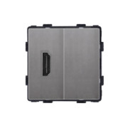 Розетка HDMI WALLPAD, сіра алюмінієва рамка, настінна дизайнерська, для ТВ і мультимедіа