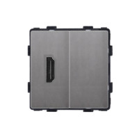 Розетка HDMI WALLPAD, сіра алюмінієва рамка, настінна дизайнерська, для ТВ і мультимедіа