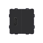 Розетка HDMI WALLPAD, чорна алюмінієва рамка, настінна дизайнерська, для ТВ і мультимедіа