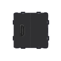 Розетка HDMI WALLPAD, чорна алюмінієва рамка, настінна дизайнерська, для ТВ і мультимедіа