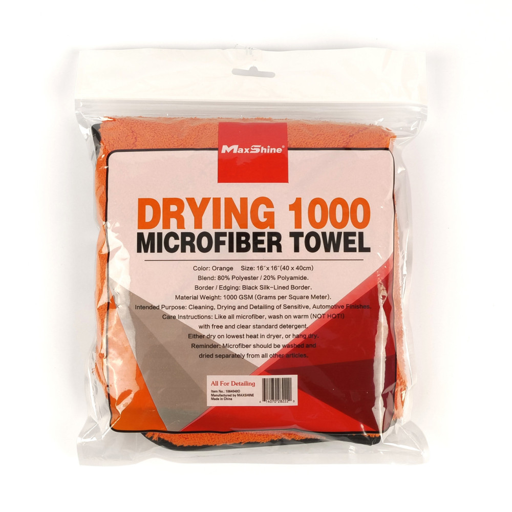 Рушник мікрофібровий для сушки MaxShine Microfiber Drying Towel 40x40 см. 1000 gsm помаранчевий (1064040O)