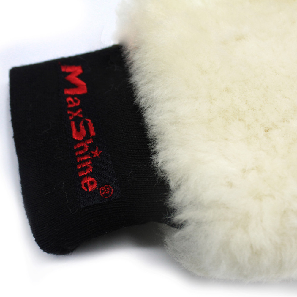 Рукавиця преміум з лами для мийки авто MaxShine Lambswool Wash Mitt  Premium бежевий (8011003)