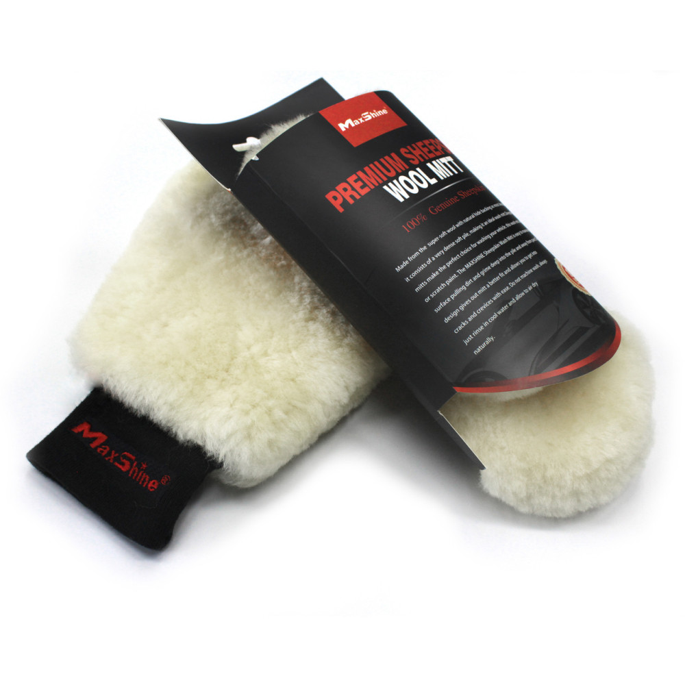 Рукавиця преміум з лами для мийки авто MaxShine Lambswool Wash Mitt  Premium бежевий (8011003)