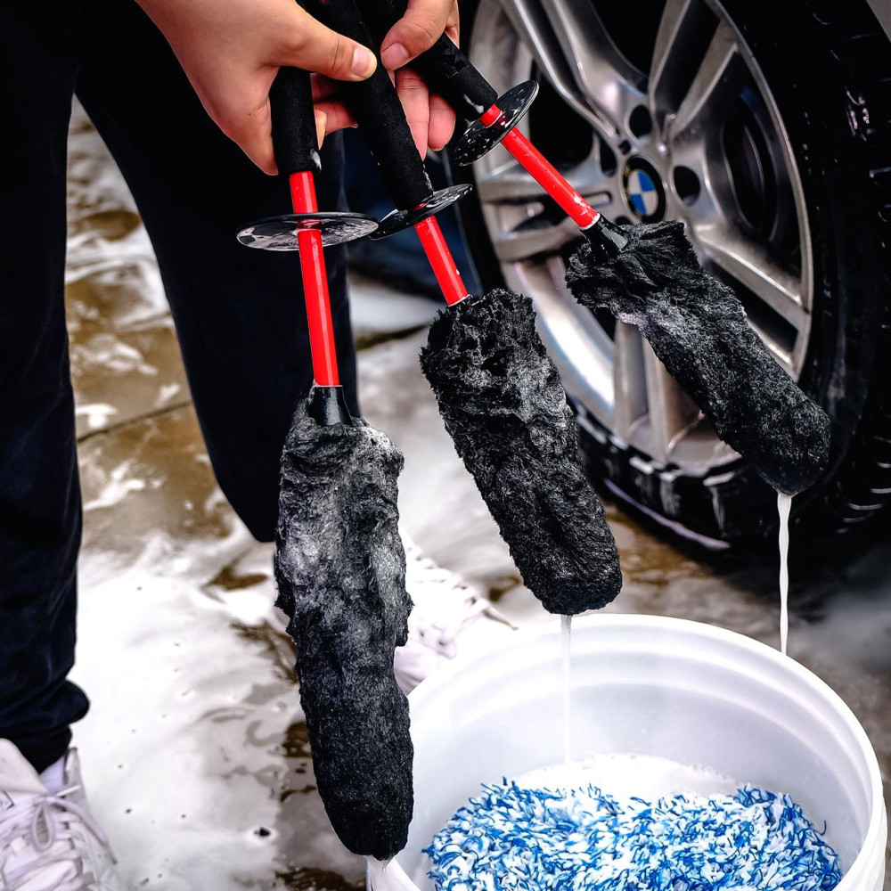 Набір шерстяних щіток для мийки дисків 3 шт MaxShine Wheel Woolies чорний (704601)