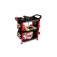Детейлінг візок - MaxShine 3-Tier Storage Utility Detailing Rolling Cart чорно-червоний (MS-DRL02)