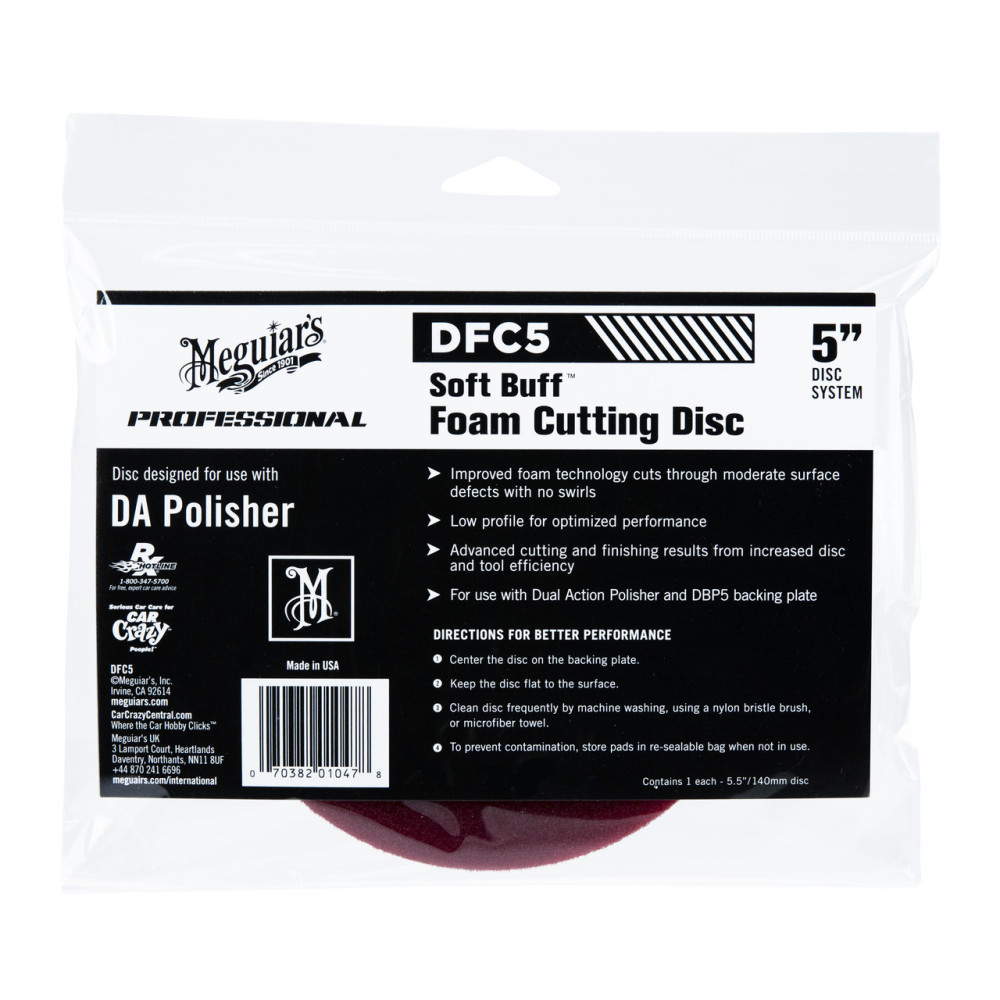 Полірувальний круг жорсткий — Meguiar's DA Soft Buff Foam Cutting Pad 140 мм. бордовий (DFC5)