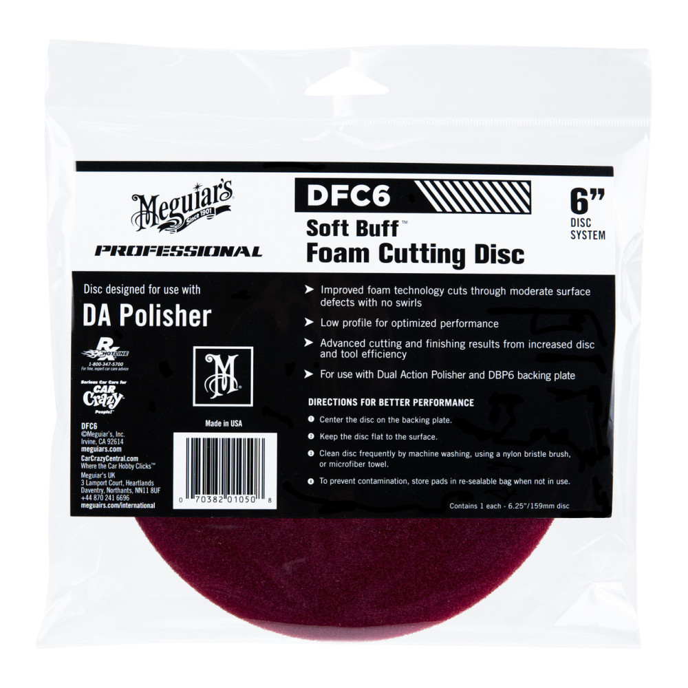 Полірувальний круг жорсткий - Meguiar's DA Soft Buff Foam Cutting Pad 159 мм, бордовий (DFC6)