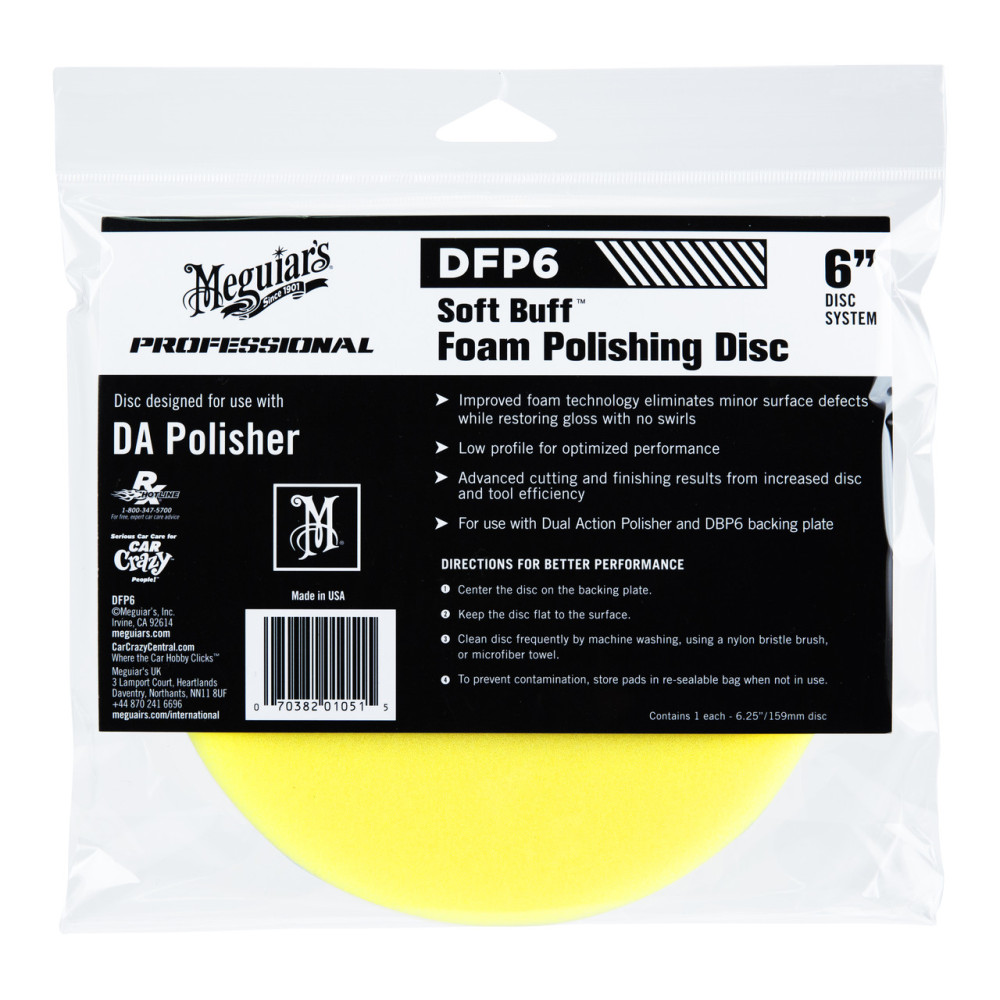 Полірувальний круг середньої жорсткості - Meguiar's DA Soft Buff Foam Polishing Pad 159 мм. жовтий (DFP6)