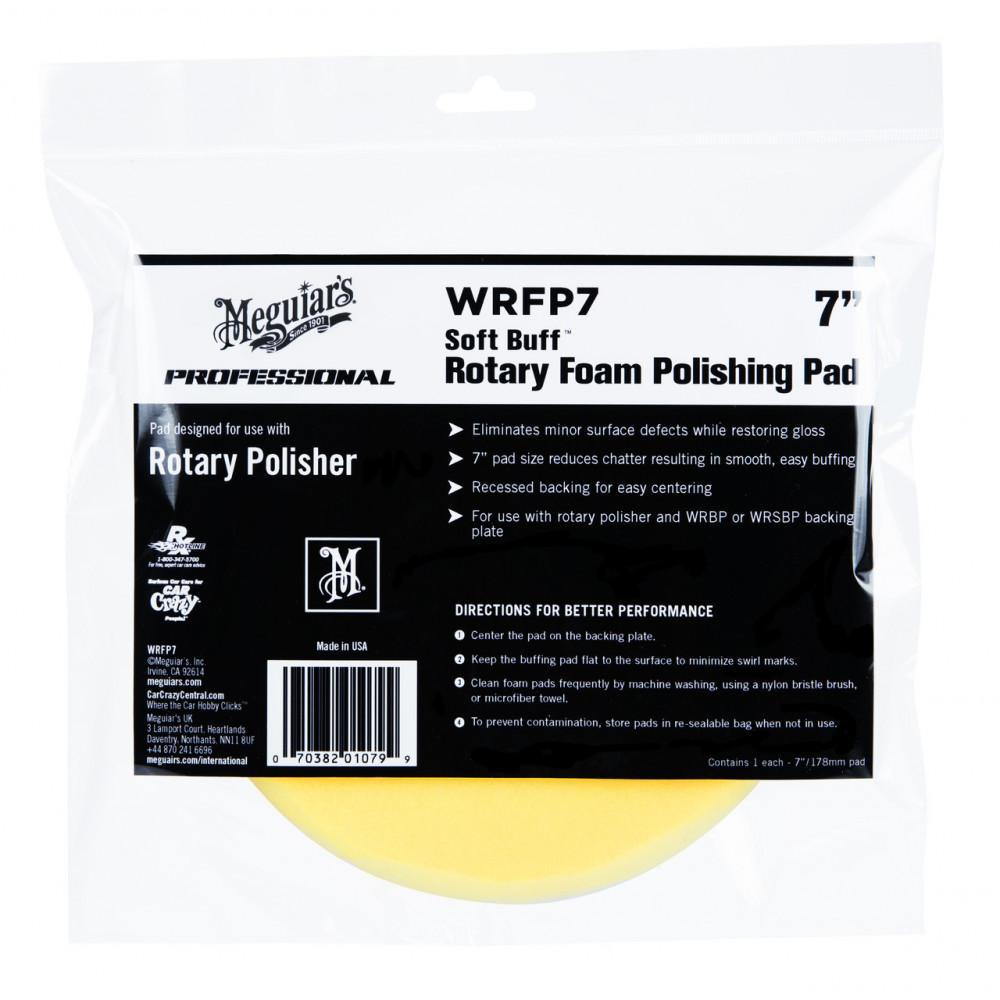 Полірувальний круг середньої жорсткості - Meguiar's Rotary Foam Polishing Pad 7" 178 мм. жовтий (WRFP7)