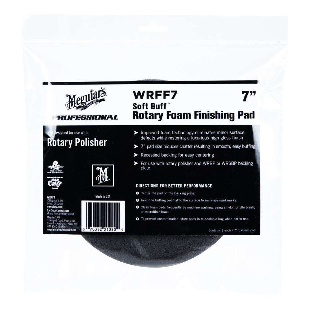 Полірувальний круг м'який - Meguiar's Rotary Foam Finishing Pad 7" 178 мм. чорний (WRFF7)