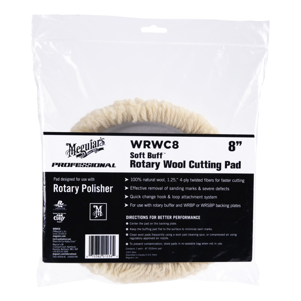 Полірувальний круг вовняний - Meguiar's Rotary Wool Pad 8" 203 мм. білий (WRWC8)