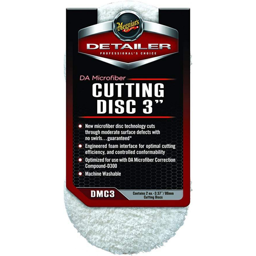 Полірувальний круг микрофибровый ріжучий 2 шт. - Meguiar's DA Microfiber Cutting Disc 3" 86 мм. білий (DMC3)