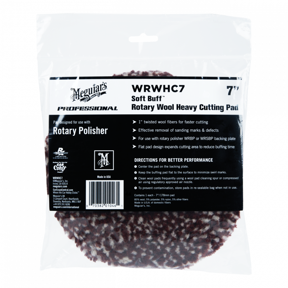 Поліровальне коло вовняної з мікрофіброю - Meguiar`s Rotary Wool Heavy Cutting Pad 178 мм. (WRWHC7)