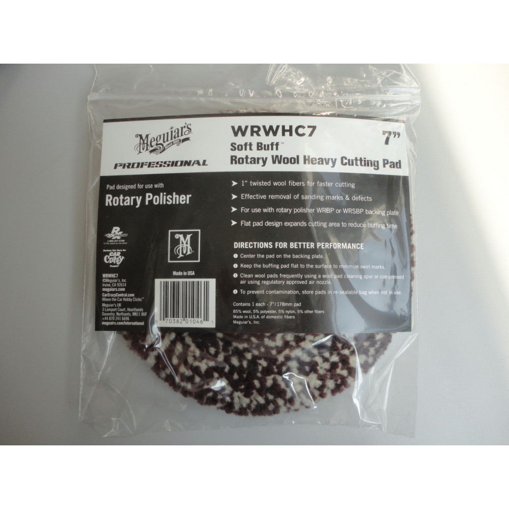 Поліровальне коло вовняної з мікрофіброю - Meguiar`s Rotary Wool Heavy Cutting Pad 178 мм. (WRWHC7)