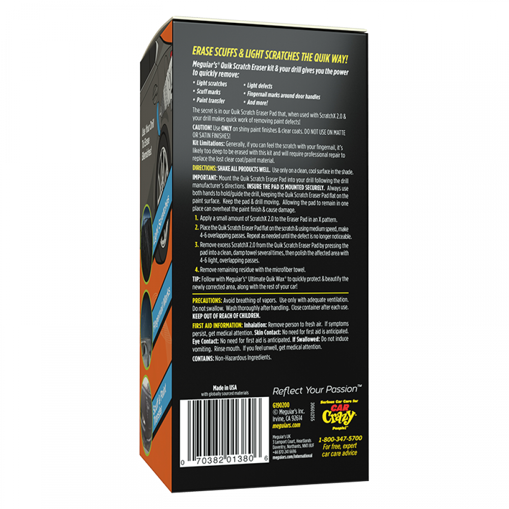 Набір для швидкого видалення подряпин - Meguiar's Quik Scratch Eraser Kit (G190200)
